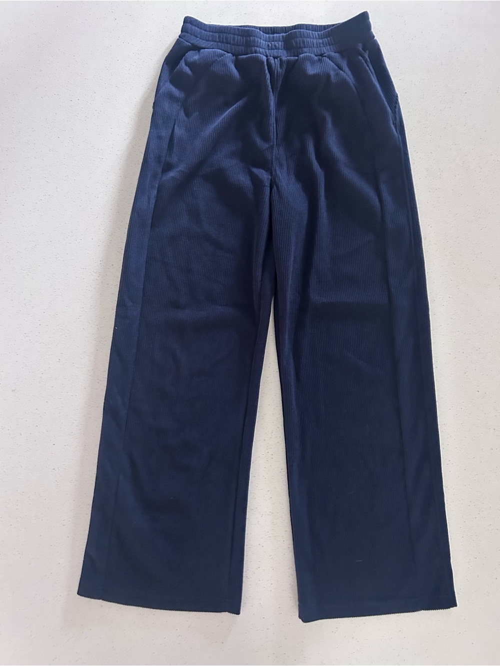 Halara Women’s Corduroy Wide Leg Pants Navy Blue Size M Tall Pull On Pockets